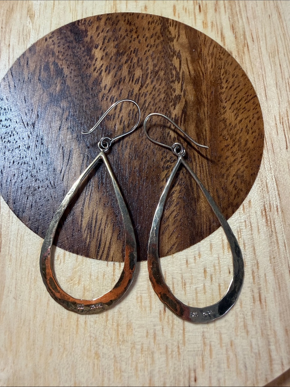 Large Tashi Sterling Silver Gold Vermeil Hammered Teardrop Earrings